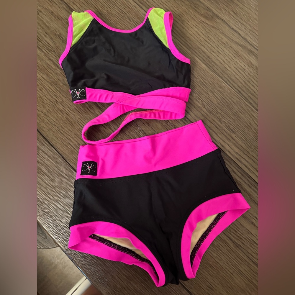 Neon Black, Lime Green &  Pink Two-Piece Kandi Kouture Set